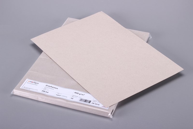 Graukarton � A4 � 400 g � einseitig glatt � 20 Blatt