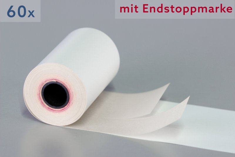 Thermoetiketten � endlos � B 57 | � 35 | L 6 | H 12 � Endstoppmarke � 60 Rollen