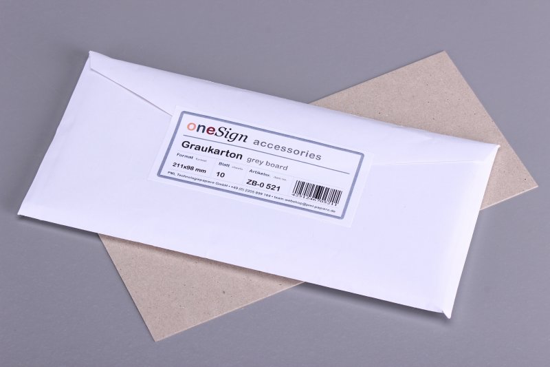Graukarton � 211 x 98 mm � 400 g � einseitig glatt � 10 Blatt